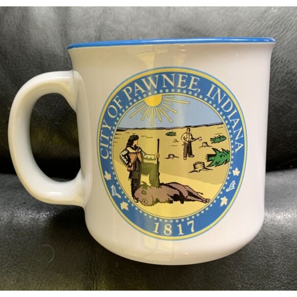 City Of Pawnee IN 1817 NBC Coffee Mug Cup Parks and Recreation 4 in tall x 4.25 - Picture 2 of 5